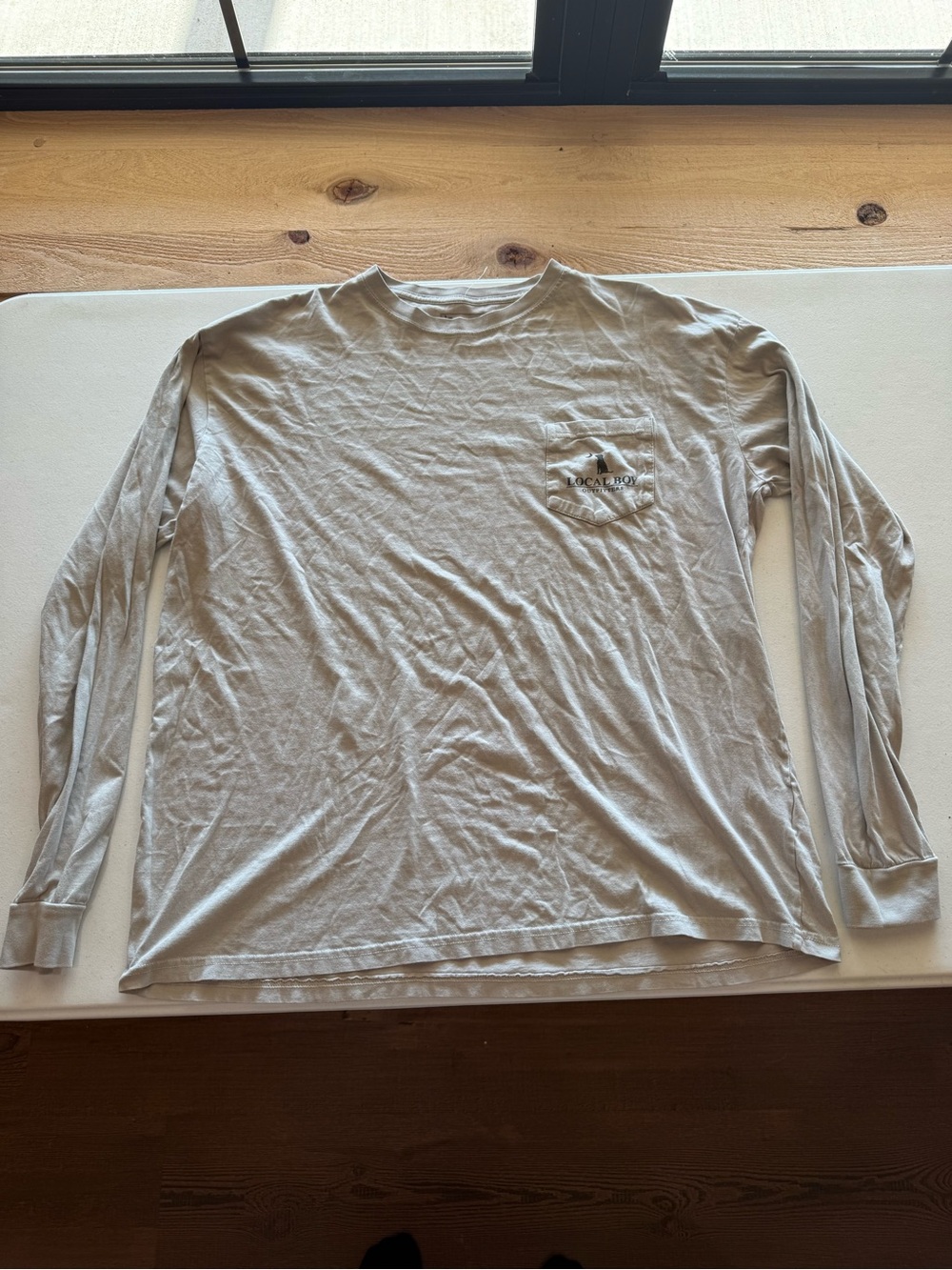 Men's Long-Sleeve Pocket Tee in Light Gray Local Boy